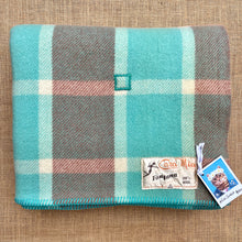 Load image into Gallery viewer, Turquoise &amp; Taupe KING SINGLE New Zealand Wool Blanket
