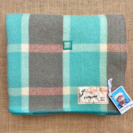 Turquoise & Taupe KING SINGLE New Zealand Wool Blanket