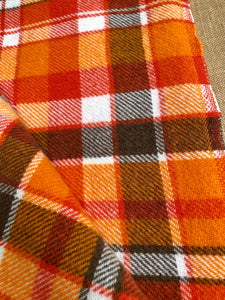 Check Orange and Olive  - Perfect Retro SINGLE  Wool Blanket - Fresh Retro Love NZ Wool Blankets
