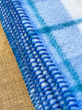 Load image into Gallery viewer, Thick &amp; Fluffy Blue Check SINGLE Pure NZ Wool Blanket
