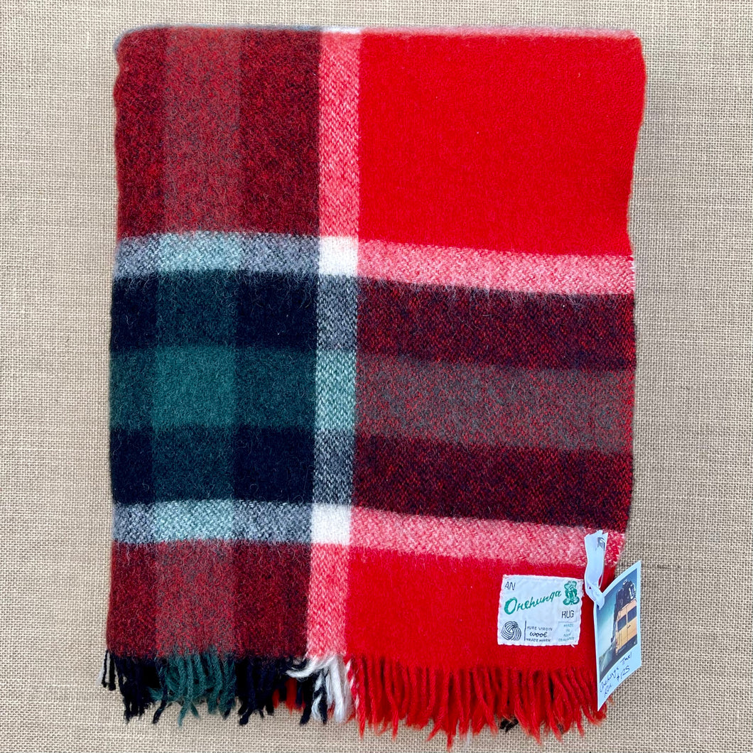 Bold Red & Black Check Onehunga TRAVEL RUG Collectible New Zealand Wool