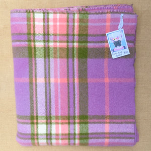 Gorgeous Mauve, peach and green SINGLE Super Thick and Soft - Fresh Retro Love NZ Wool Blankets