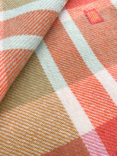 Load image into Gallery viewer, Warm ocean salmon and mint QUEEN Pure New Zealand Wool Blanket.
