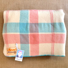 Load image into Gallery viewer, Pretty Turquoise, Pink and Cream DOUBLE Wool Blanket - Marvel! - Fresh Retro Love NZ Wool Blankets
