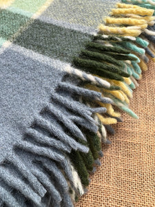 Gorgeous Teal & Green THROW New Zealand Wool Blanket
