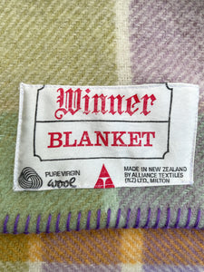 Chunky Check Lights SINGLE New Zealand Wool Blanket.