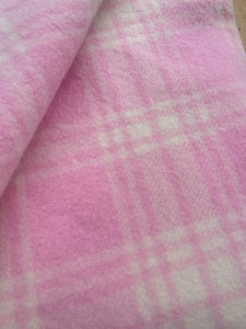Pink & Cream Check SINGLE New Zealand Wool Blanket