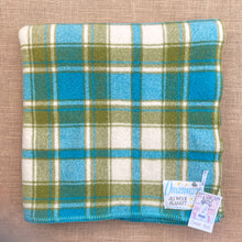 Load image into Gallery viewer, Retro Turquoise  &amp; Olive SINGLE Super Thick NZ Wool Blanket
