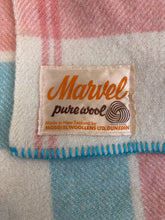 Load image into Gallery viewer, Pretty Turquoise, Pink and Cream DOUBLE Wool Blanket - Marvel! - Fresh Retro Love NZ Wool Blankets
