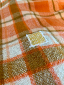Retro Orange & Olive SINGLE NZ Wool blanket  - Classic 70's