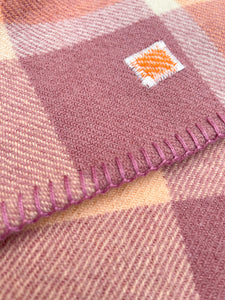 Gorgeous Mauve, Apricot & Cream DOUBLE Pure New Zealand Wool Blanket.