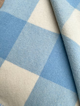 Load image into Gallery viewer, Blue &amp; Cream Check SINGLE Vintage NZ Wool Blanket
