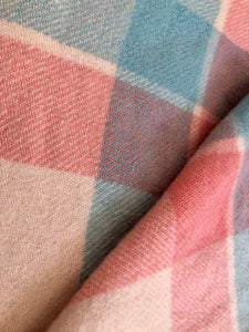 Pretty Turquoise, Pink and Cream DOUBLE Wool Blanket - Marvel! - Fresh Retro Love NZ Wool Blankets