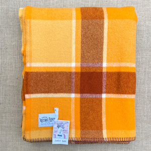 Bright Retro 70's Orange and Brick SINGLE New Zealand Wool Blanket