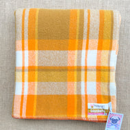 Cheerful Orange & Olive SINGLE New Zealand Wool Blanket