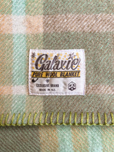 Load image into Gallery viewer, Soft Mint and Sage Check DOUBLE Pure Wool Blanket.
