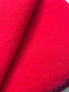 Solid Bold Red KING SINGLE Pure New Zealand Wool Blanket.