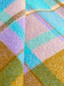 Stunning Bright Original 1970's Onehunga Woollen Mills SINGLE Wool Blanket PAIR
