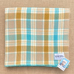 Teal and Mustard KING SINGLE New Zealand Wool Blanket
