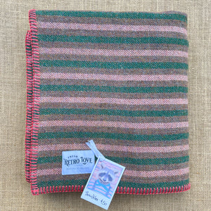 Pretty Stripe Grey & Blush KNEE RUG/THROW New Zealand Wool Blanket