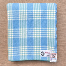 Load image into Gallery viewer, Thick Blue &amp; Teal Check SINGLE Pure NZ Wool Blanket (One patch)
