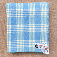 Thick Blue & Teal Check SINGLE Pure NZ Wool Blanket (One patch)