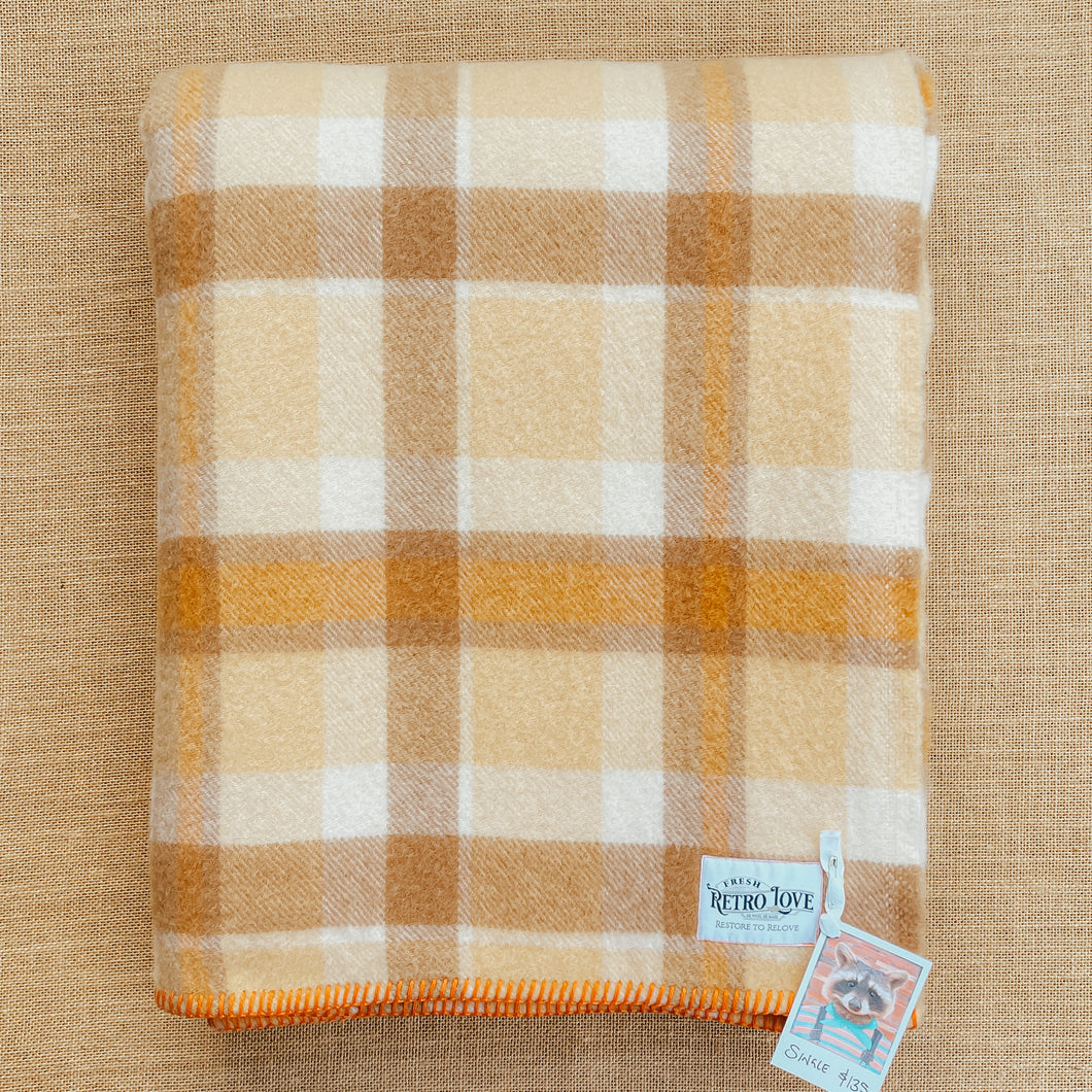 Thick & Super Fluffy SINGLE New Zealand Wool Blanket Creamy Browns