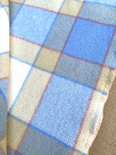 Load image into Gallery viewer, Sailing Boat Blue Checked with Tan SINGLE New Zealand Wool Blanket

