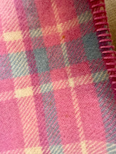 Load image into Gallery viewer, Bright Lipstick Pink and Blue THROW Pure Wool Blanket
