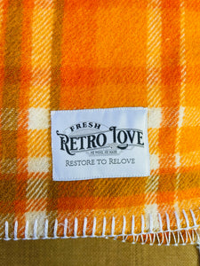 Ultra Thick & SoftBright Orange Check DOUBLE/KING NZ Wool blanket
