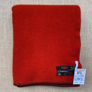 Bold Brick Red Thick SINGLE Pure New Zealand Wool Blanket