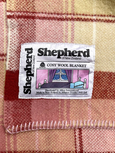Deep Plum, Pink & Tan QUEEN Shepherd New Zealand Wool Blanket