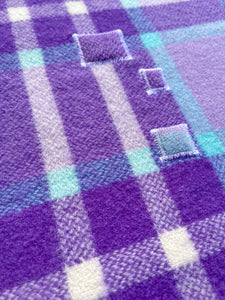 Thick Purple & Turquoise DOUBLE New Zealand Wool Blanket