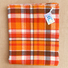 Load image into Gallery viewer, Check Orange and Olive  - Perfect Retro SINGLE  Wool Blanket - Fresh Retro Love NZ Wool Blankets

