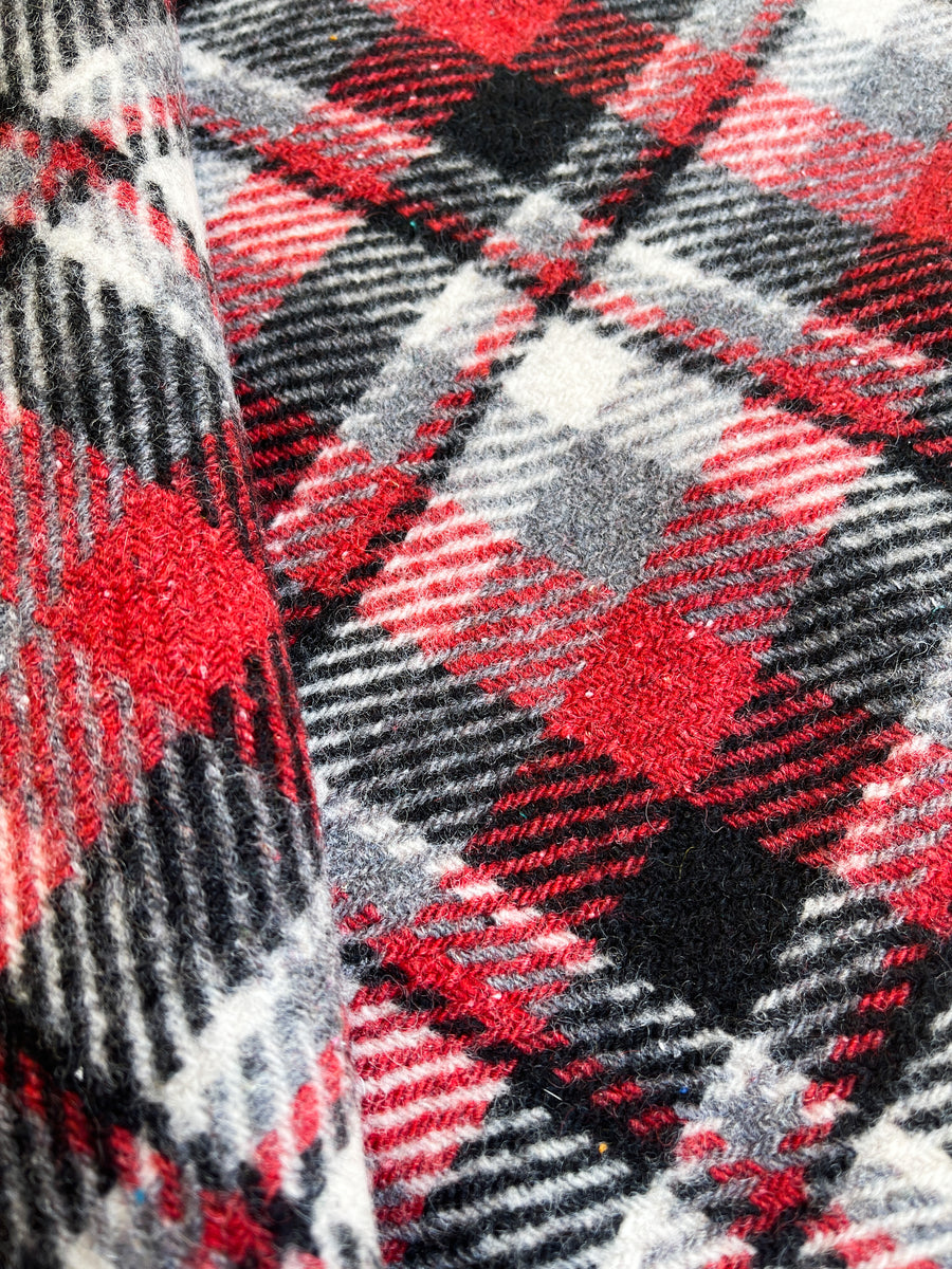 Red, Black & Grey SINGLE/TRAVEL RUG New Zealand Wool – Fresh Retro Love