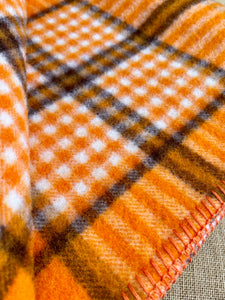Ultra Thick & Soft Jaffa Orange Check Extra Large SINGLE NZ Wool blanket