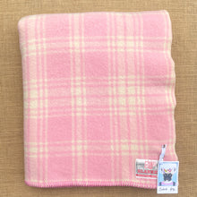 Load image into Gallery viewer, Pink &amp; Cream Check SINGLE New Zealand Wool Blanket
