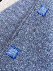 Grey Army SINGLE with Blue Stitching New Zealand Wool Blanket