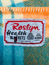 Load image into Gallery viewer, Super Bright Orange and Turquoise SINGLE Super Thick and Soft - Fresh Retro Love NZ Wool Blankets
