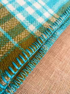 Retro Turquoise Large SINGLE New Zealand Wool Blanket