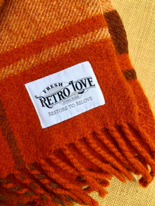 Rich Autumn Terracotta TRAVEL RUG - Collectible Onehunga New Zealand Wool Blanket - Fresh Retro Love NZ Wool Blankets