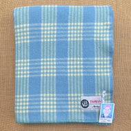 Thick Blue & Teal Check SINGLE Pure NZ Wool Blanket