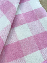 Load image into Gallery viewer, Sweet Pink &amp; Cream KAIAPOI Check SINGLE New Zealand Wool Blanket
