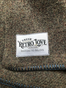 Grey Soft Army Blanket SINGLE with Blue Blanket Stitched Edge - Fresh Retro Love NZ Wool Blankets