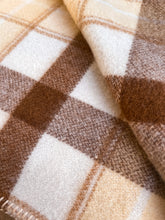 Load image into Gallery viewer, Soft Cream, Butter and Brown  KING Pure New Zealand Wool Blanket.
