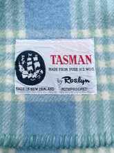 Load image into Gallery viewer, Thick Blue &amp; Teal Check SINGLE Pure NZ Wool Blanket
