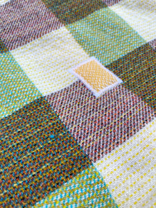 Olive, Cream & Plum SMALL SINGLE New Zealand Wool Blanket
