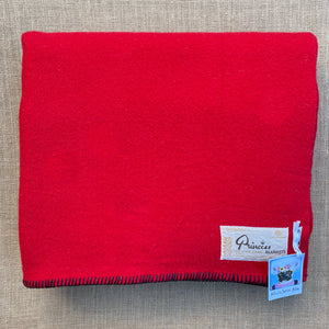 Solid Bold Red KING SINGLE Pure New Zealand Wool Blanket.