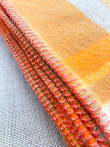 Cheerful Orange & Olive SINGLE New Zealand Wool Blanket