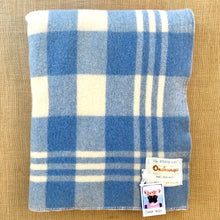 Load image into Gallery viewer, Thick &amp; Soft Blue Check SINGLE Wool Blanket - Baroness Onehunga Woollen Mills - Fresh Retro Love NZ Wool Blankets
